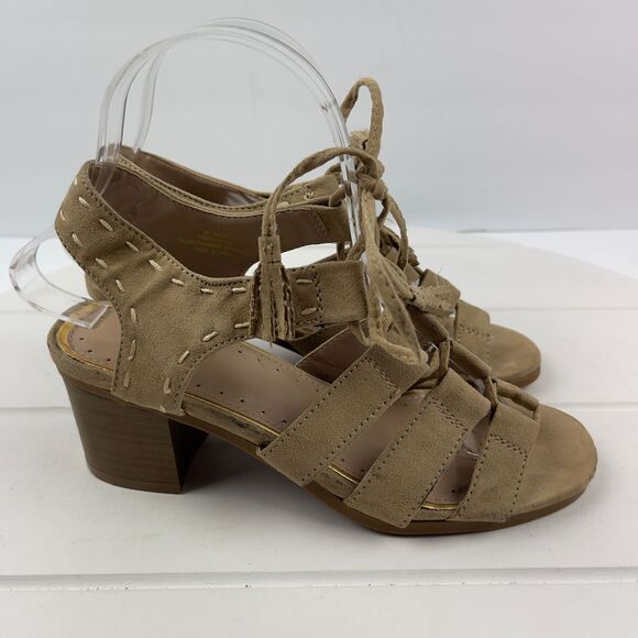 Nicole Womens Size 6M Gladiator Tan Sandals Gabby Lace Up - Picture 1 of 8